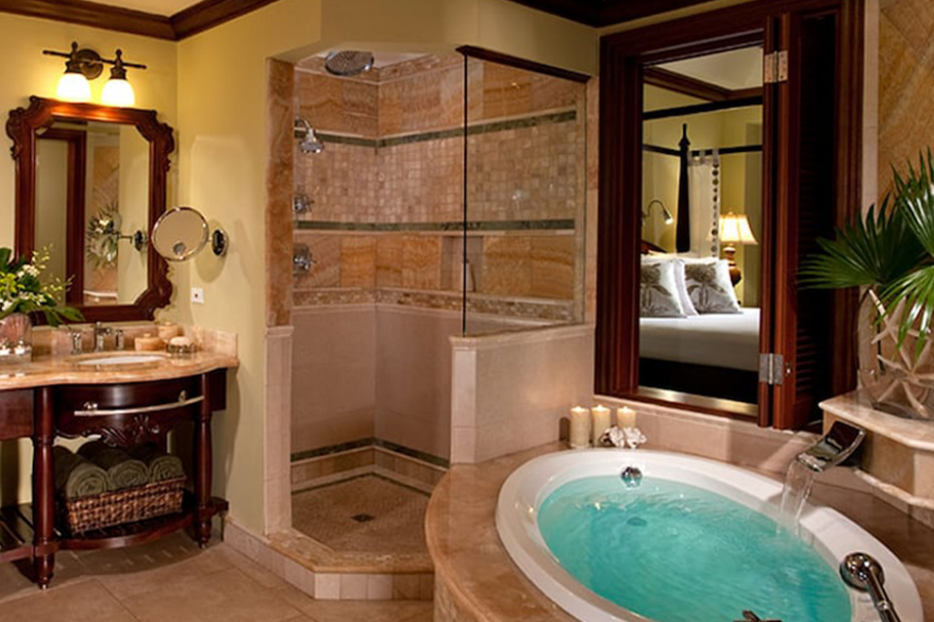 In room jacuzzi at Sandals Royal Caribbean in Jamaica